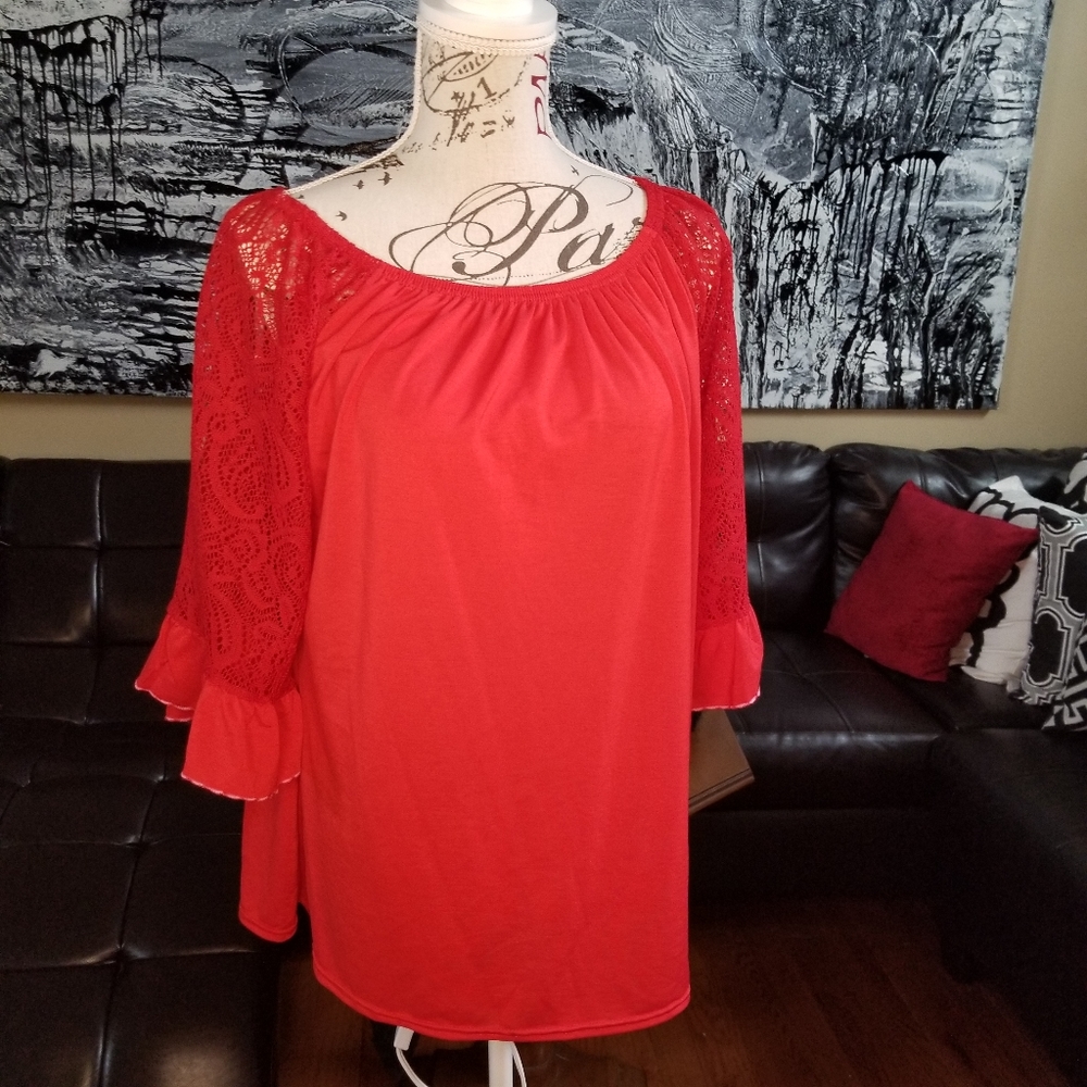 (New) Red Holiday blouse